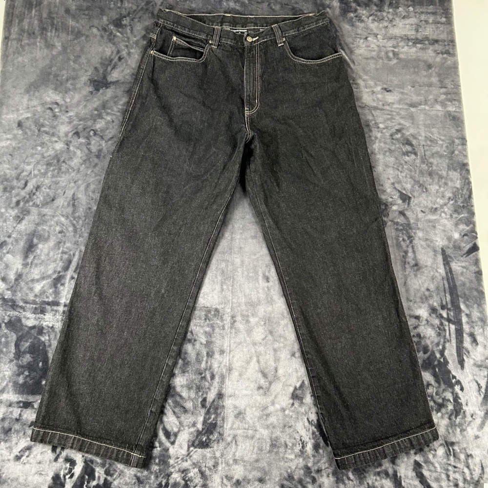 Rocawear Carpenter Jeans Mens 38x34 Black Baggy Contrast Stitch Vintage